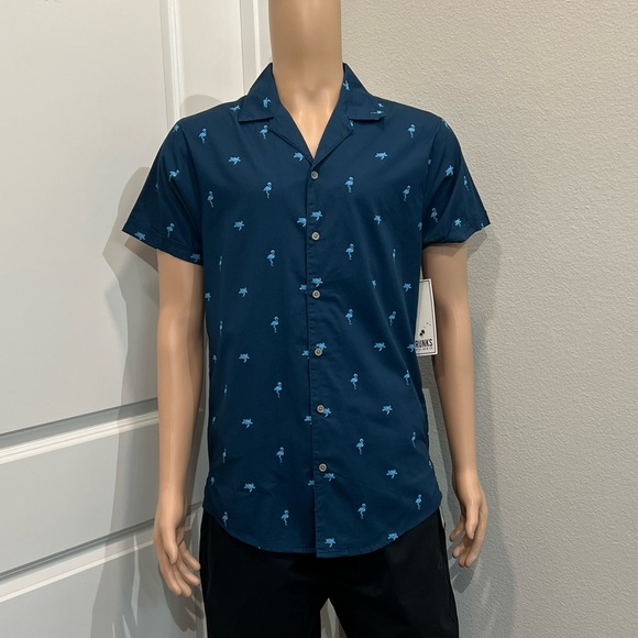 Trunks Surf & Swim Co. Flamingo Sea Turtle Casual Button Down Shirt - Picture 2 of 6